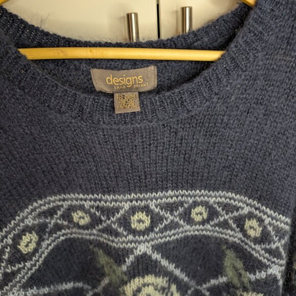 Lane Bryant Blue Mohair-Blend Rose Pattern Sweater | Women’s Plus Size 3X - Picture 3 of 9